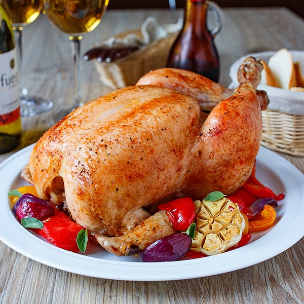 888 Курица запеченная в духовке фаршированная овощами